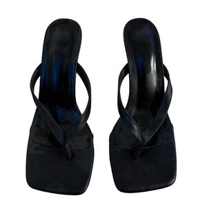 Vintage 90’s Elegant Black Women's Square Toe Sandals